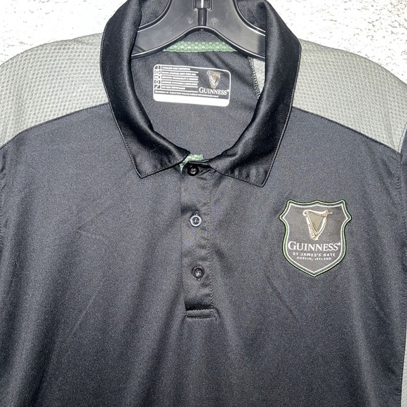 Official Guinness Irish Shirt Men's Size M Black Polo St. James Gate Dry Fit - Picture 2 of 7